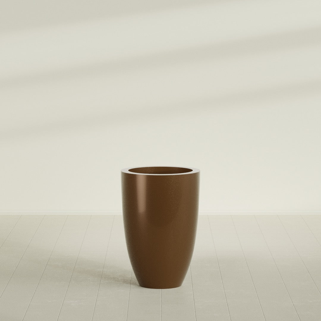 Brannan Large Round Fiberglass Planter - 24 in x 24 in x 35 in - Metallic Bronze - Metallic Bronze,24 in x 24 in x 35 in