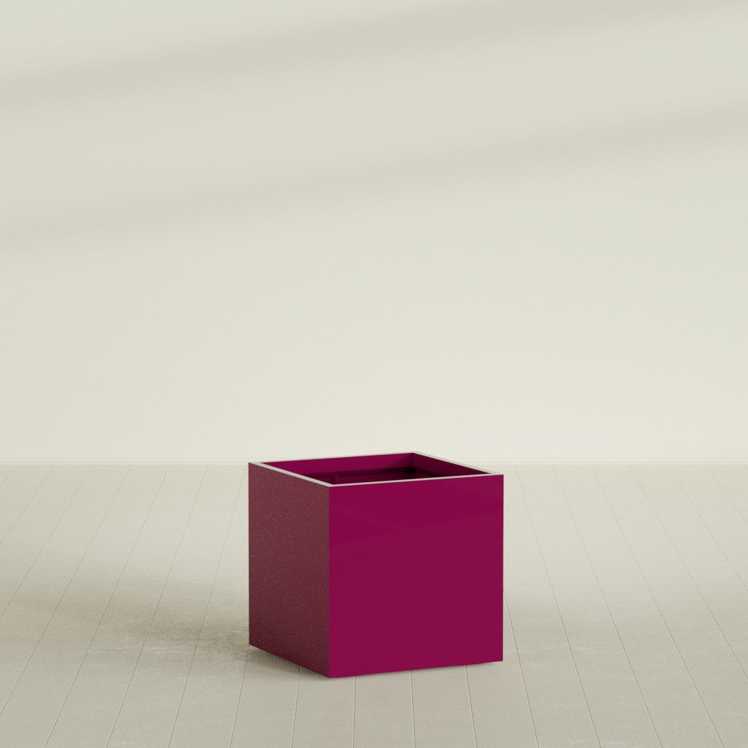 Montroy Large Cube Square Fiberglass Planter - 32 in x 32 in x 32 in - Gloss Eggplant - Gloss Eggplant,32 in x 32 in x 32 in
