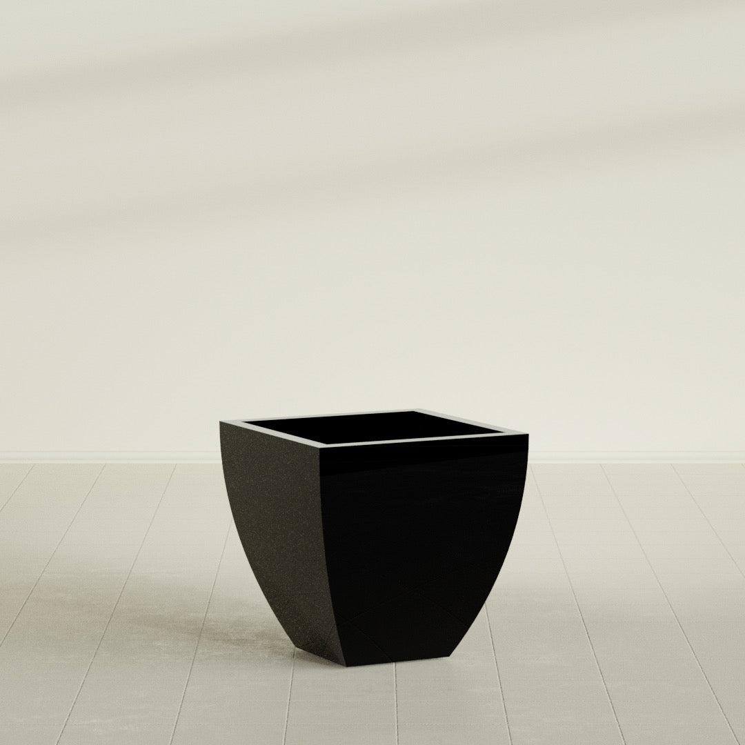 Lima Medium Tapered Square Fiberglass Planter - 24 in x 24 in x 24 in - Gloss Black - Gloss Black,24 in x 24 in x 24 in