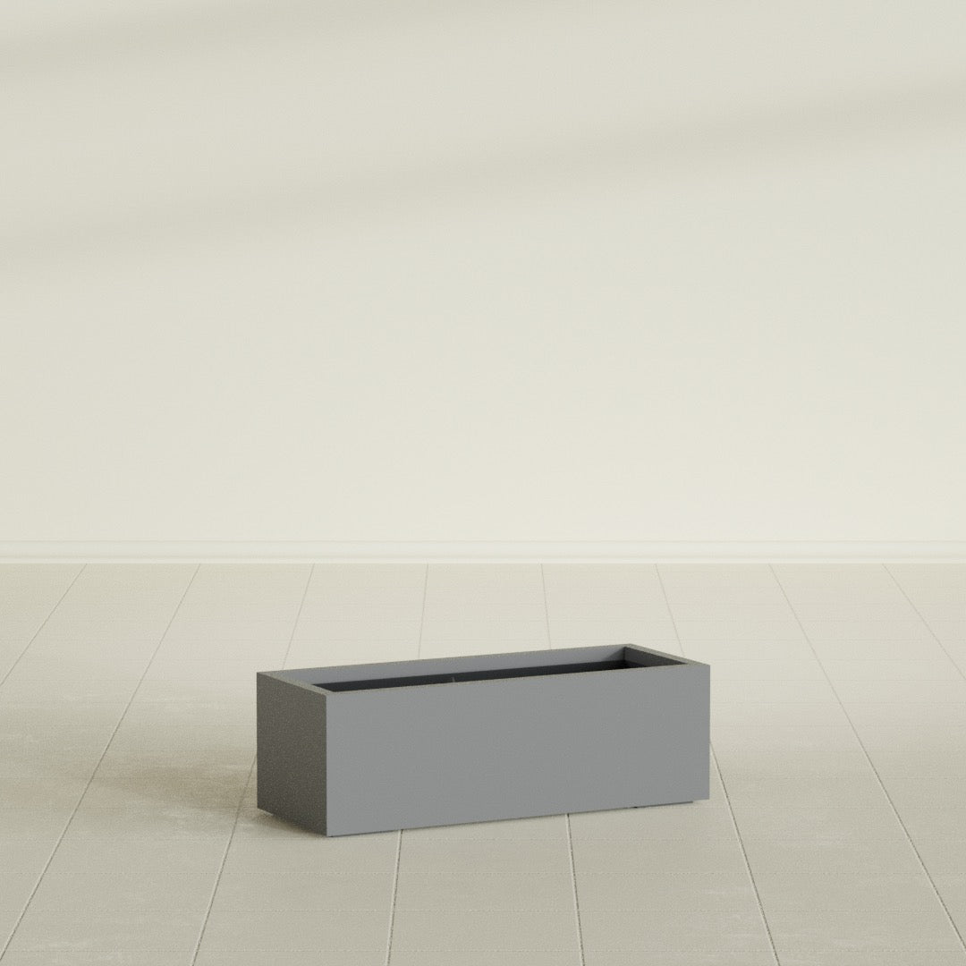 Cuba Large Long Rectangle Fiberglass Planter - 36 in x 14 in x 12 in - Metallic Gunmetal - Metallic Gunmetal,36 in x 14 in x 12 in