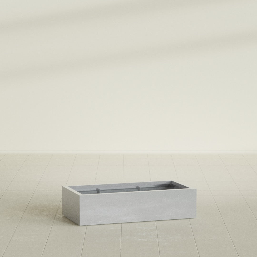 Antwerp Extra Large Long Rectangle Fiberglass Planter - 48 in x 24 in x 12 in - Metallic Silver - Metallic Silver,48 in x 24 in x 12 in