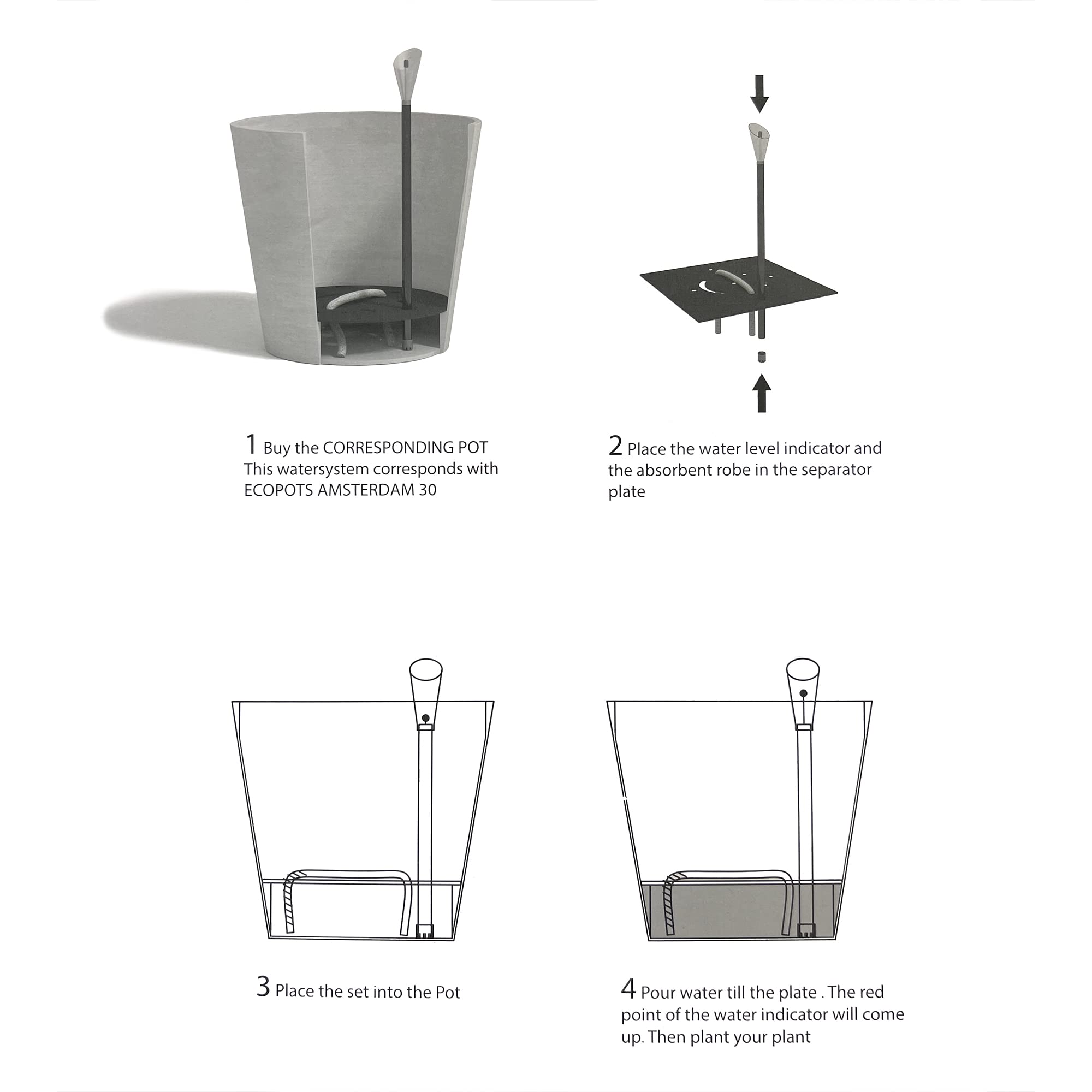 Indoor Self-Watering System 11.8 in x 11.8 in x 1 in - Compatible with 12" Amsterdam - Black,11.8 in x 11.8 in x 1 in