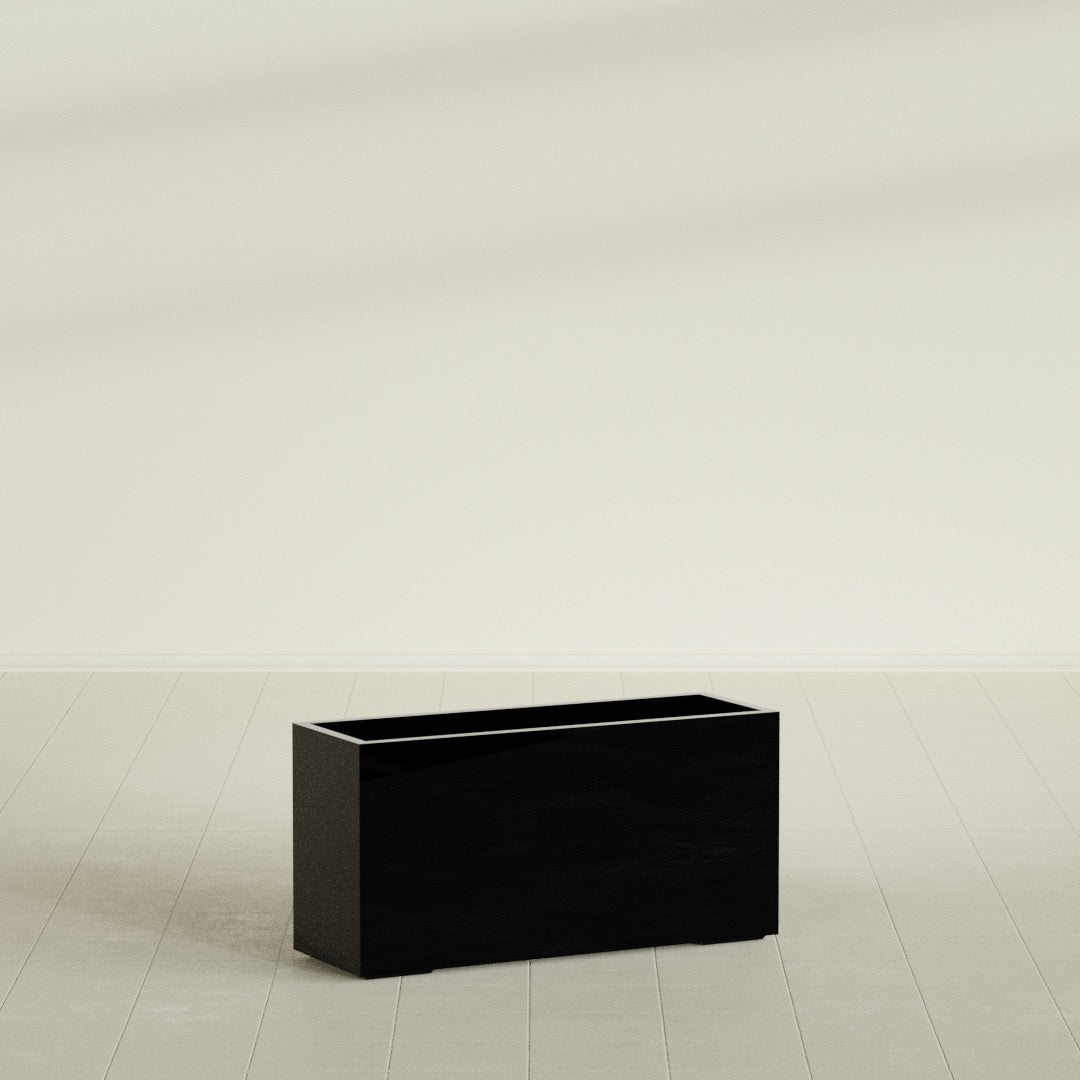 Tolga Extra Large Long Rectangle Fiberglass Planter - 48 in x 16 in x 24 in - Gloss Black - Gloss Black,48 in x 16 in x 24 in