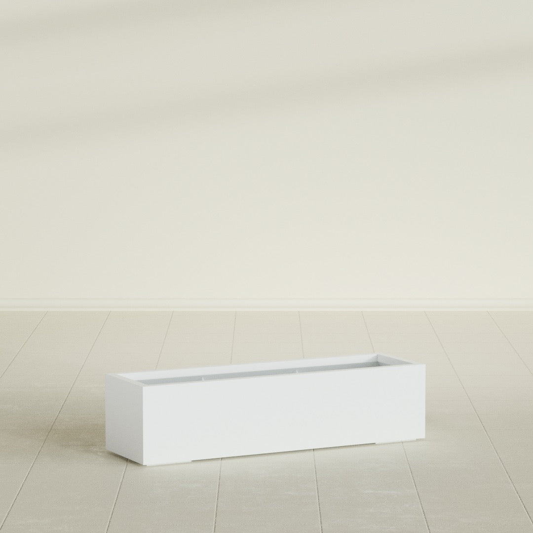 Cuba Large Long Rectangle Fiberglass Planter - 48 in x 14 in x 12 in - Matte White - Matte White,48 in x 14 in x 12 in