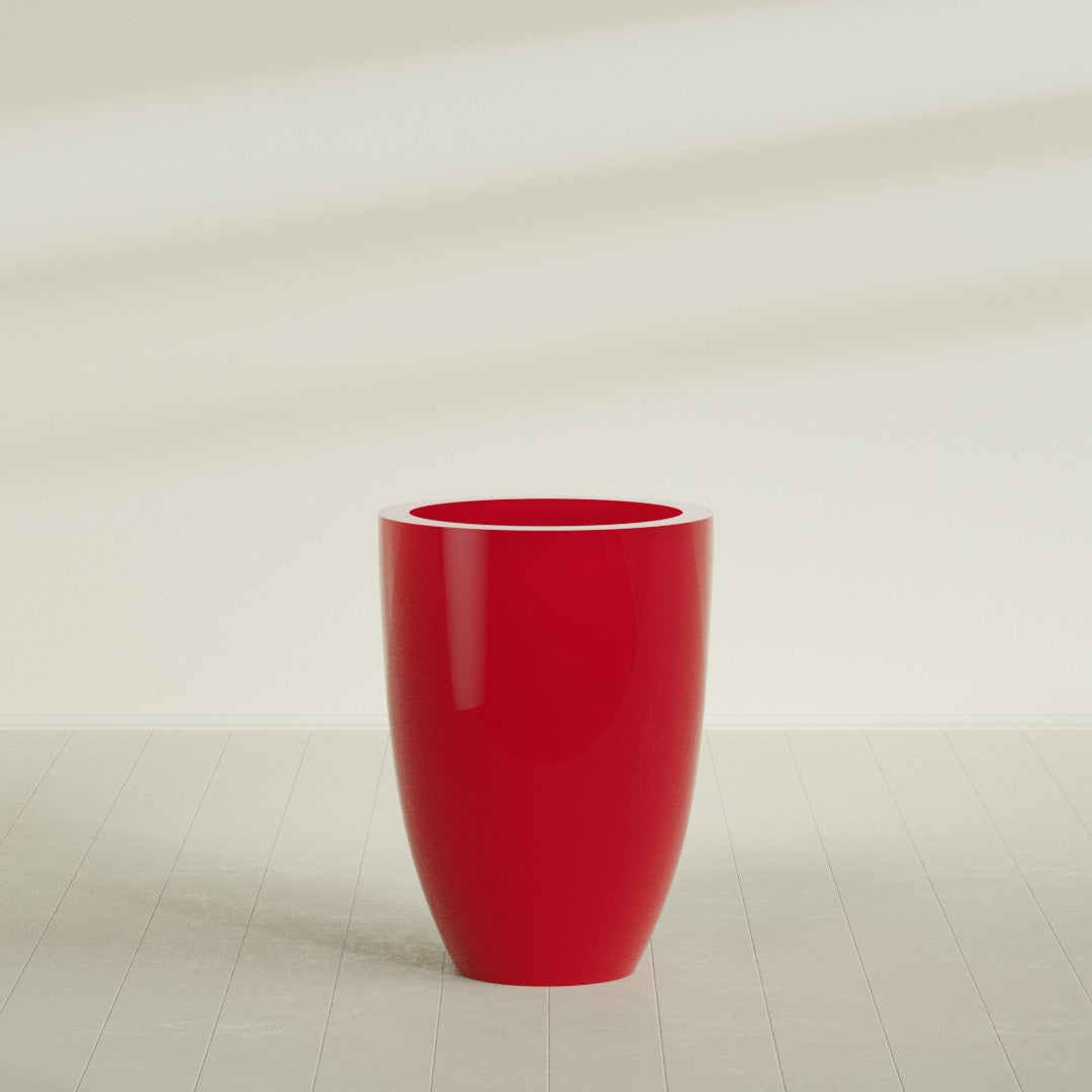 Brannan Large Round Fiberglass Planter - 30 in x 30 in x 41 in - Gloss Red - Gloss Red,30 in x 30 in x 41 in