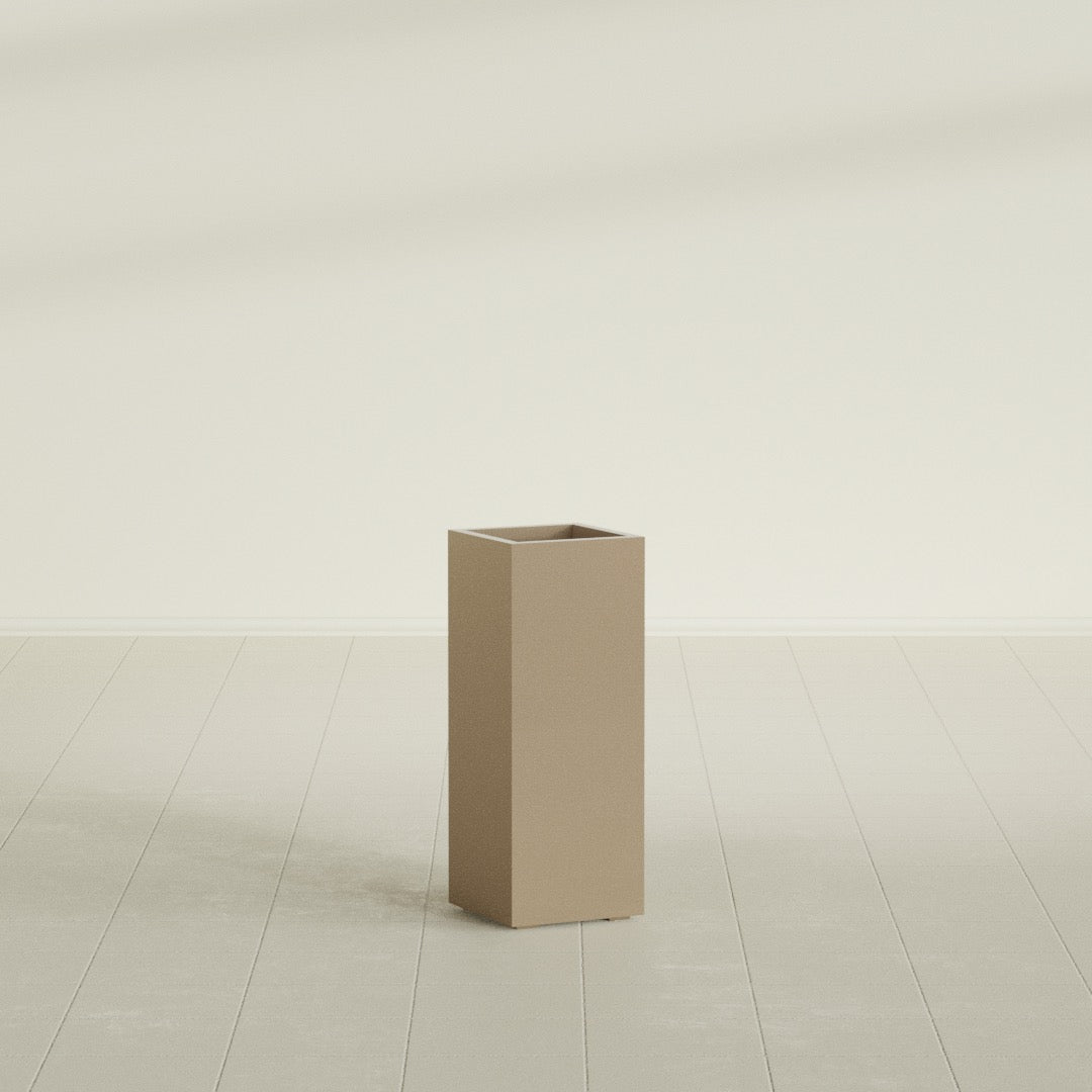 Perth Large Tall Rectangle Fiberglass Planter - 16 in x 16 in x 42 in - Metallic Gold - Metallic Gold,16 in x 16 in x 42 in