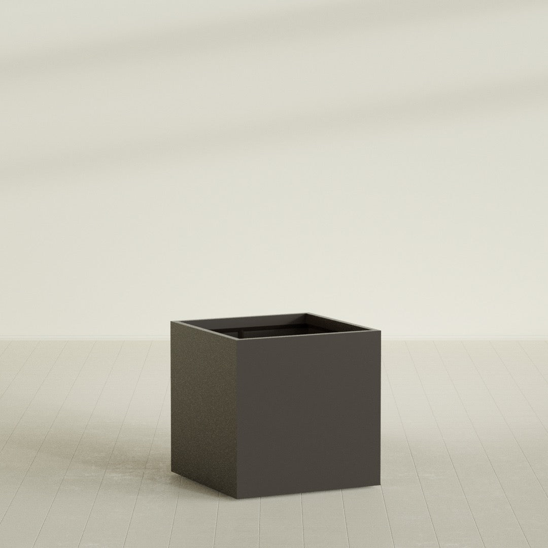 Montroy Large Cube Square Fiberglass Planter - 36 in x 36 in x 36 in - Matte Brown - Matte Brown,36 in x 36 in x 36 in