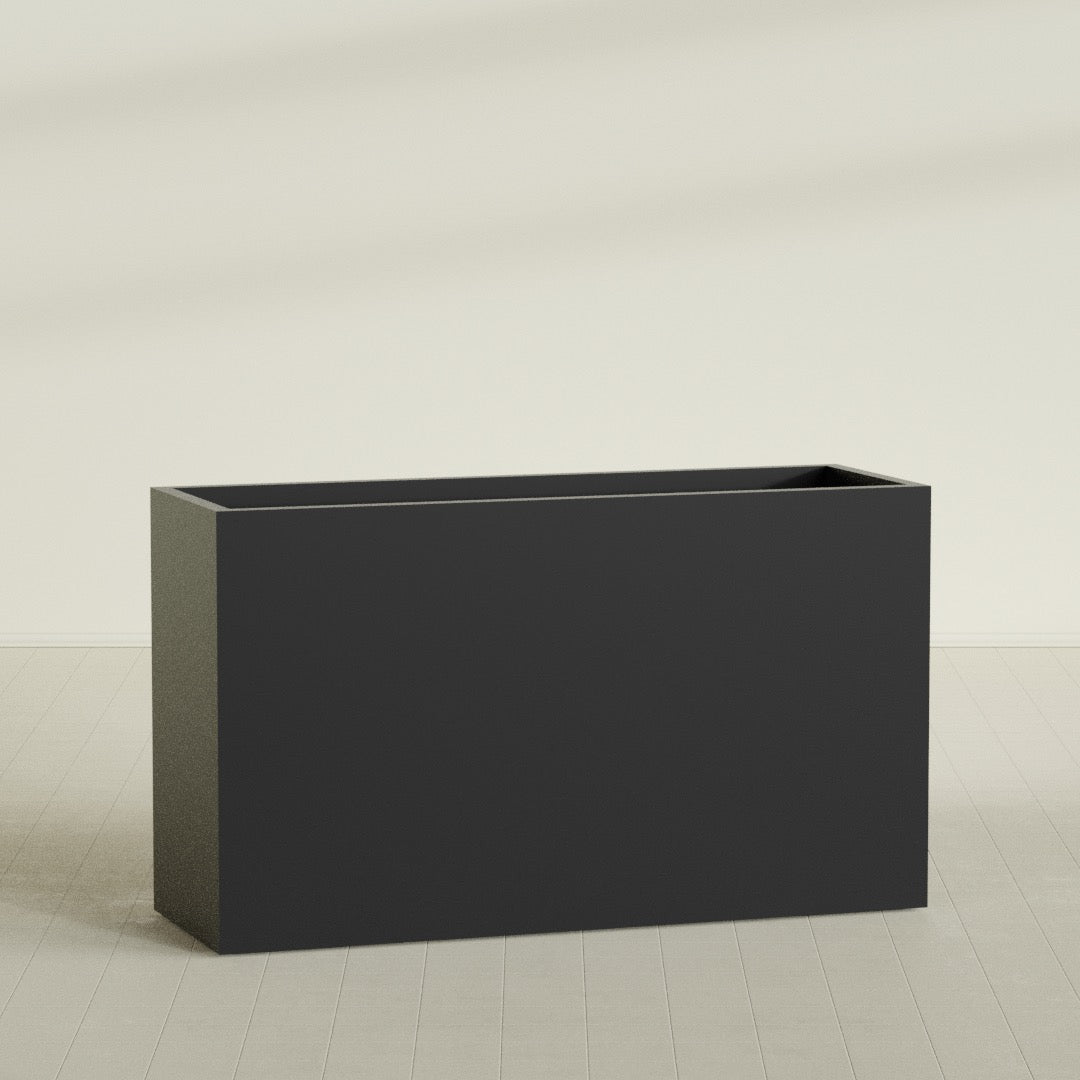 Darwin Extra Large Long Rectangle Fiberglass Planter - 72 in x 24 in x 42 in - Matte Black - Matte Black,72 in x 24 in x 42 in