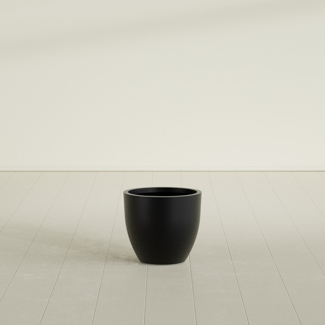 Wannsee Medium Round Fiberglass Planter - 22 in x 22 in x 19 in - Matte Black - Matte Black,22 in x 22 in x 19 in