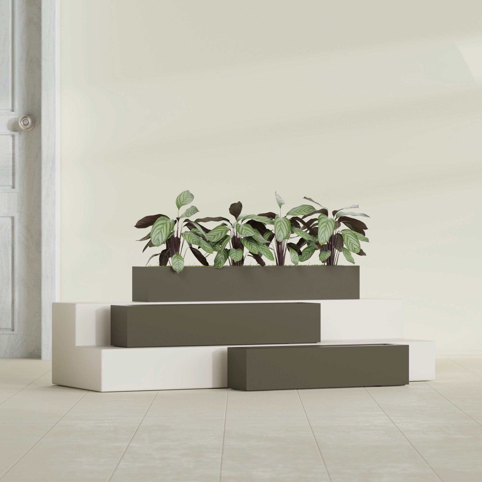 Salon Large Tall Rectangle Fiberglass Planter - 48 in x 8 in x 8 in - Matte Bronze - Matte Bronze,48 in x 8 in x 8 in