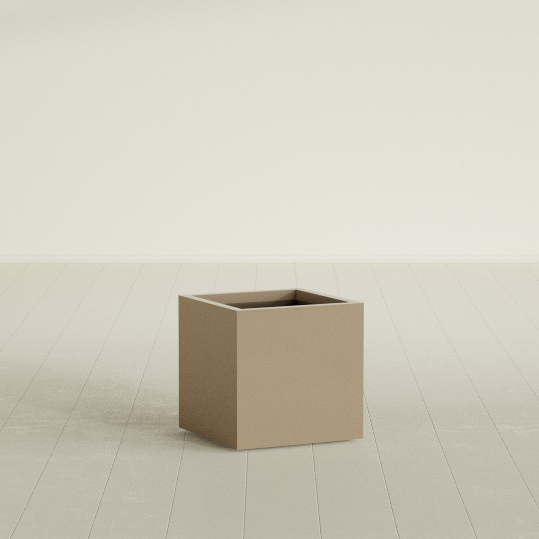 Montroy Medium Cube Square Fiberglass Planter - 20 in x 20 in x 20 in - Metallic Gold - Metallic Gold,20 in x 20 in x 20 in
