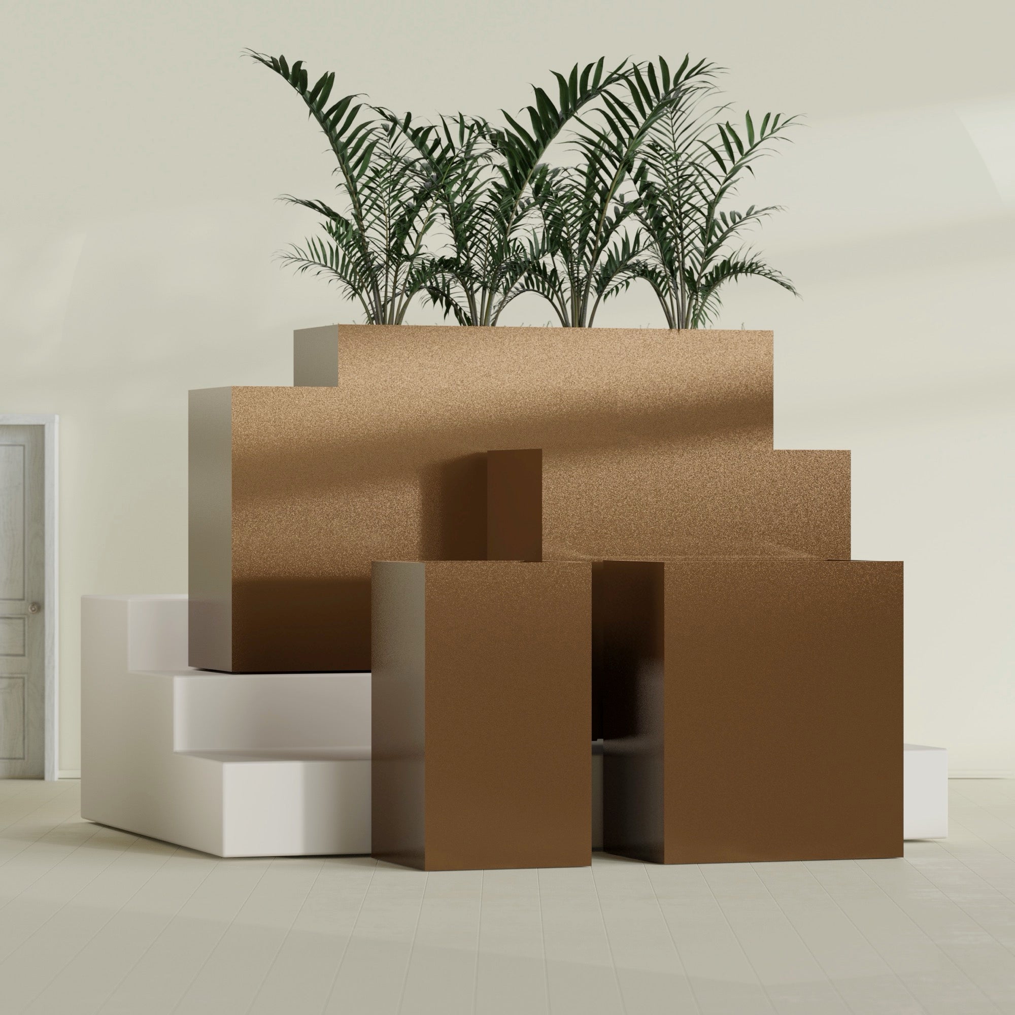 Darwin Extra Large Long Rectangle Fiberglass Planter - 72 in x 24 in x 42 in - Metallic Bronze - Metallic Bronze,72 in x 24 in x 42 in