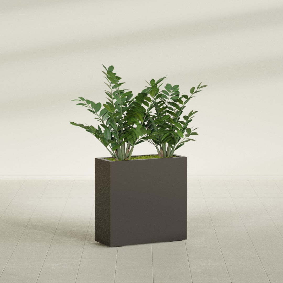 Milano Medium Narrow Rectangle Fiberglass Planter - 24 in x 10 in x 24 in - Matte Brown - Matte Brown,24 in x 10 in x 24 in