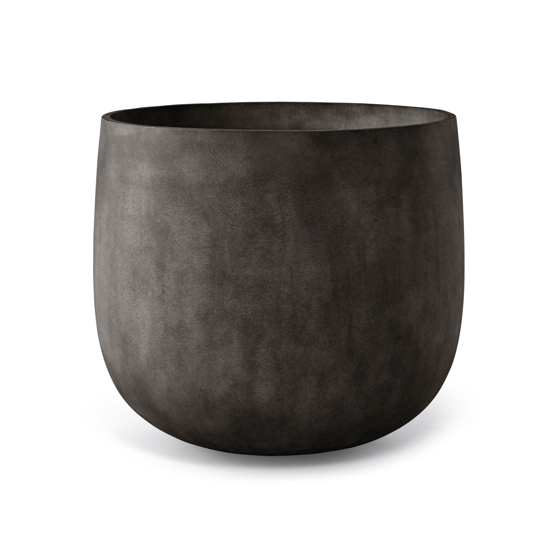 Mondo Large Planter – Brown Stone Finish – Fiberglass Indoor/Outdoor and Weather-Resistant Round Planter (26" D x 24" H Exterior, 24.6" D x 24" H Interior) - Brown Stone,26 in diam. x 24 in