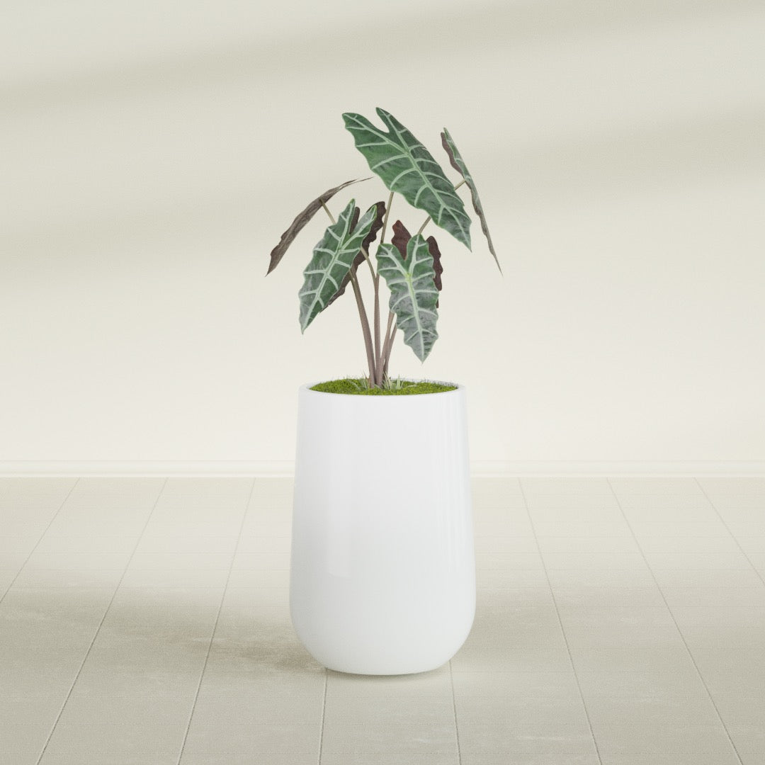 Tall Hayden Medium Round Fiberglass Planter - 12 in x 12 in x 20 in - Matte White - Matte White,12 in x 12 in x 20 in