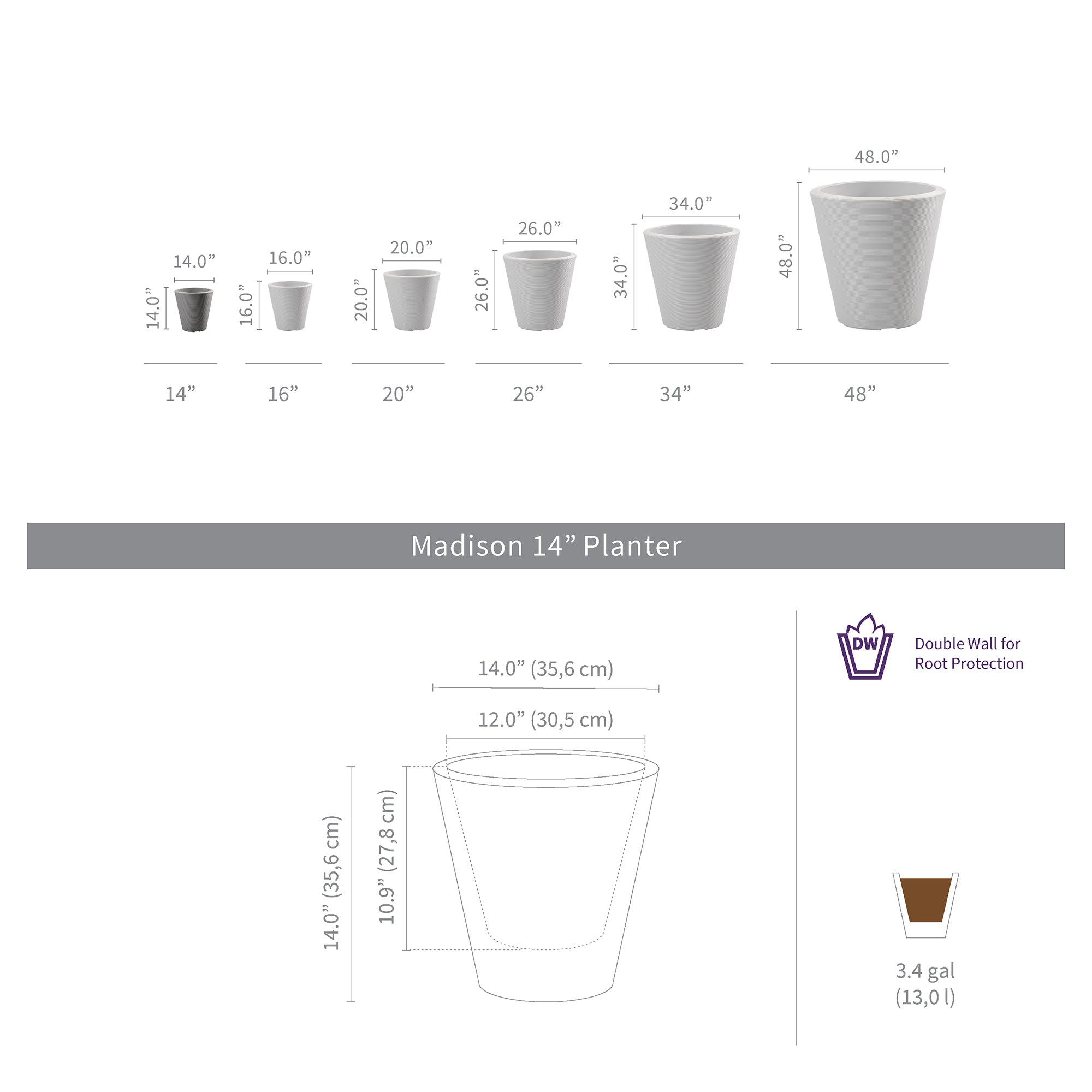 Madison - 14in diam. x 14in