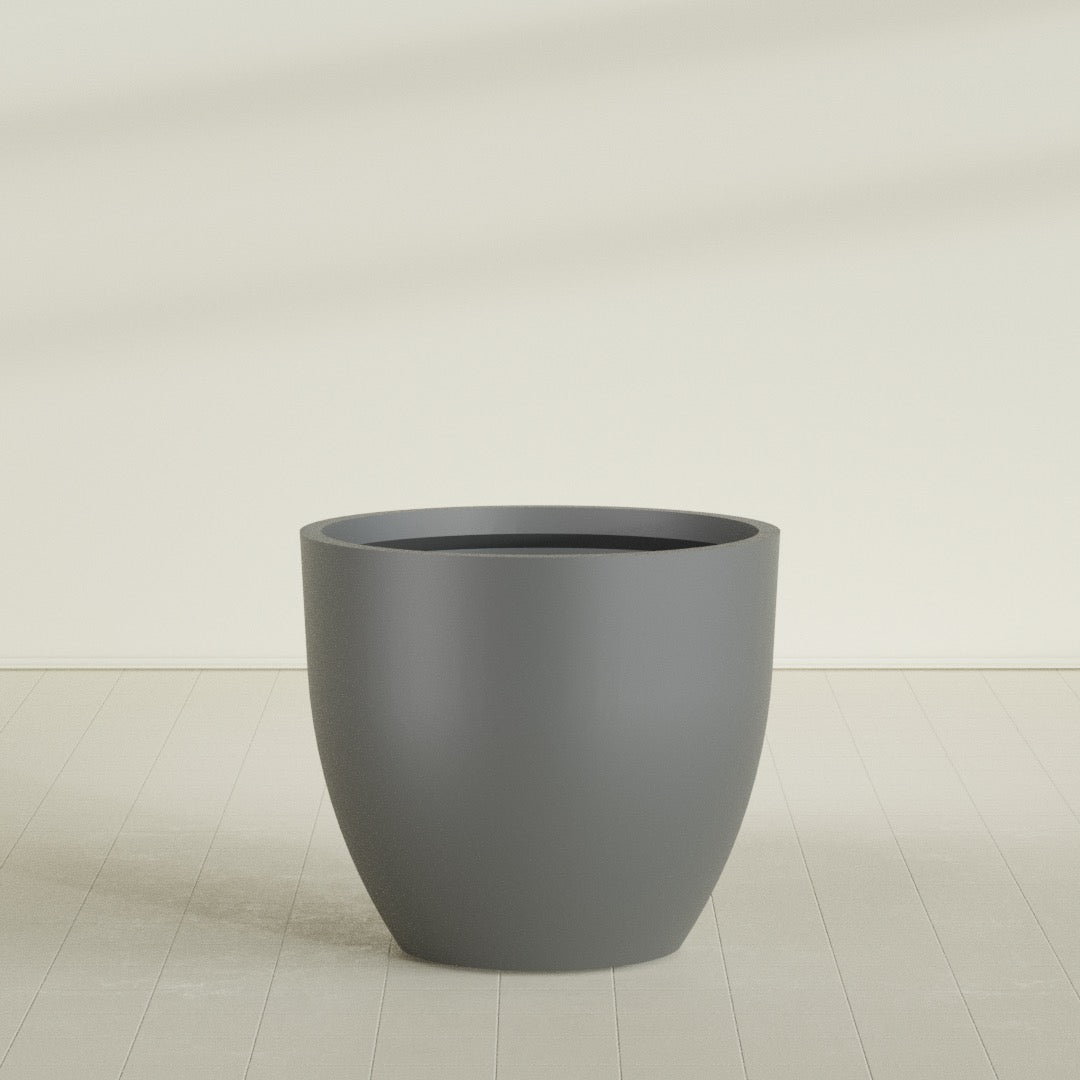 Wannsee Extra Large Round Fiberglass Planter - 50 in x 50 in x 44 in - Metallic Gunmetal - Metallic Gunmetal,50 in x 50 in x 44 in