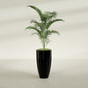 San Jose Large Tall Round Fluted Fiberglass Planter - 16 in x 16 in x 30 in - Gloss Black - Gloss Black,16 in x 16 in x 30 in