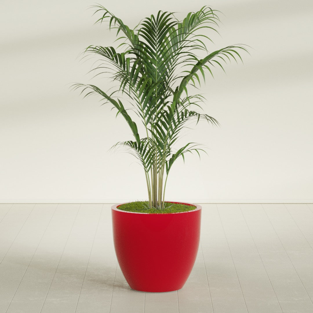 Wannsee Large Round Fiberglass Planter - 33 in x 33 in x 29 in - Gloss Red - Gloss Red,33 in x 33 in x 29 in
