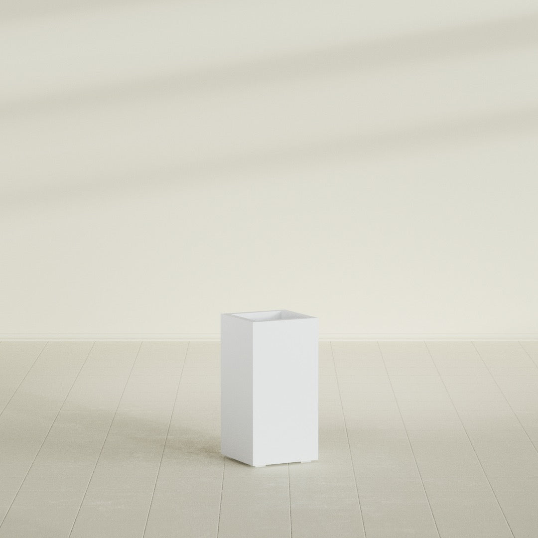 Hollywood Medium Rectangle Fiberglass Planter - 12 in x 12 in x 24 in - Gloss White - Gloss White,12 in x 12 in x 24 in