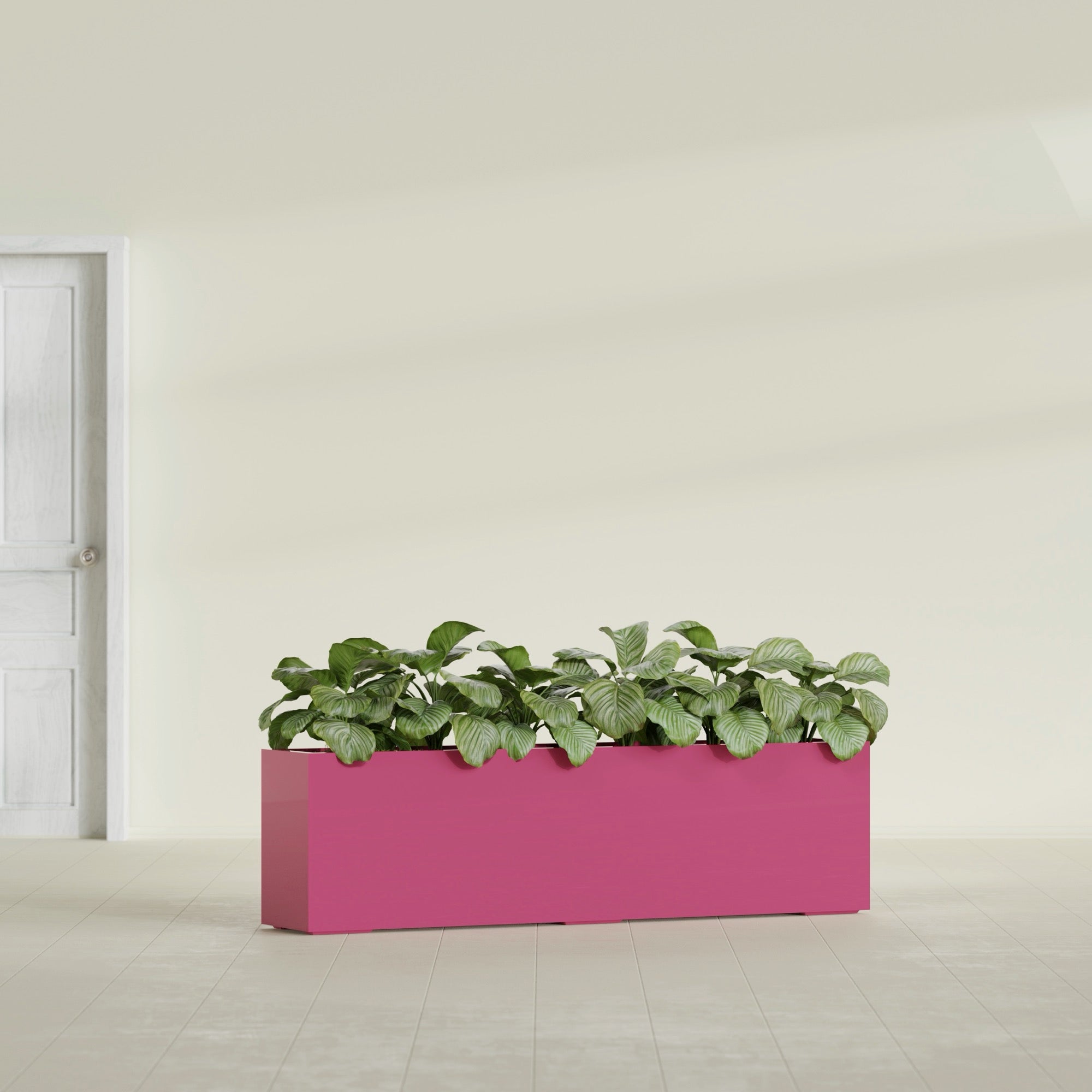 Hudson Extra Large Long Rectangle Fiberglass Planter - 100 in x 18 in x 28 in - Gloss Pink Violet - Gloss Pink Violet,100 in x 18 in x 28 in
