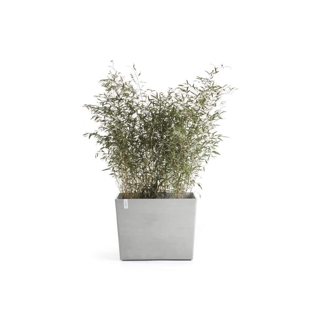 Paris with Wheels Large Rectangle Planter - 33.5 in x 15.5 in x 26 in - White Grey - White Grey,33.5 in x 15.5 in x 26 in