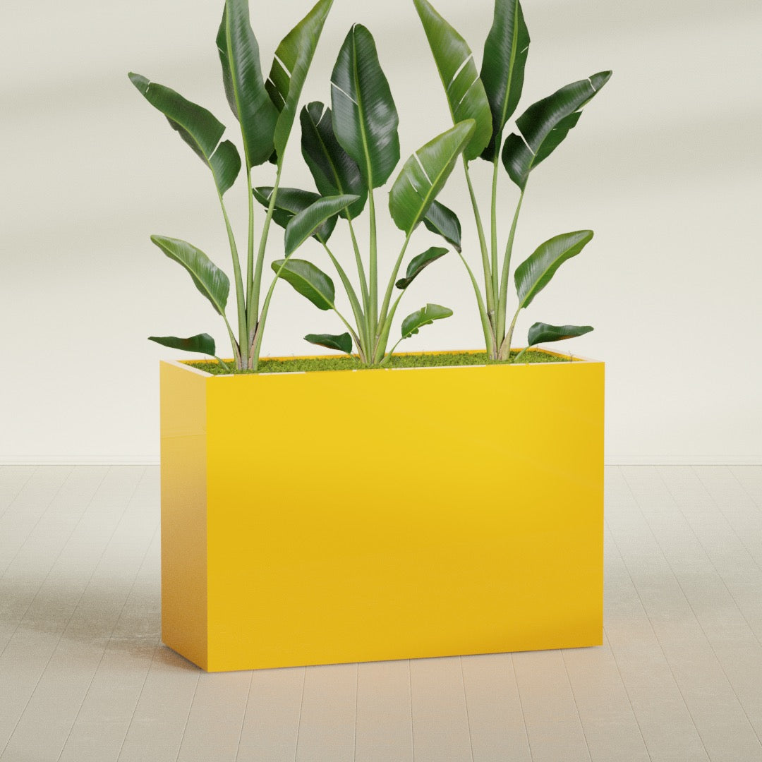 Darwin Extra Large Long Rectangle Fiberglass Planter - 60 in x 24 in x 42 in - Gloss Saffron - Gloss Saffron,60 in x 24 in x 42 in