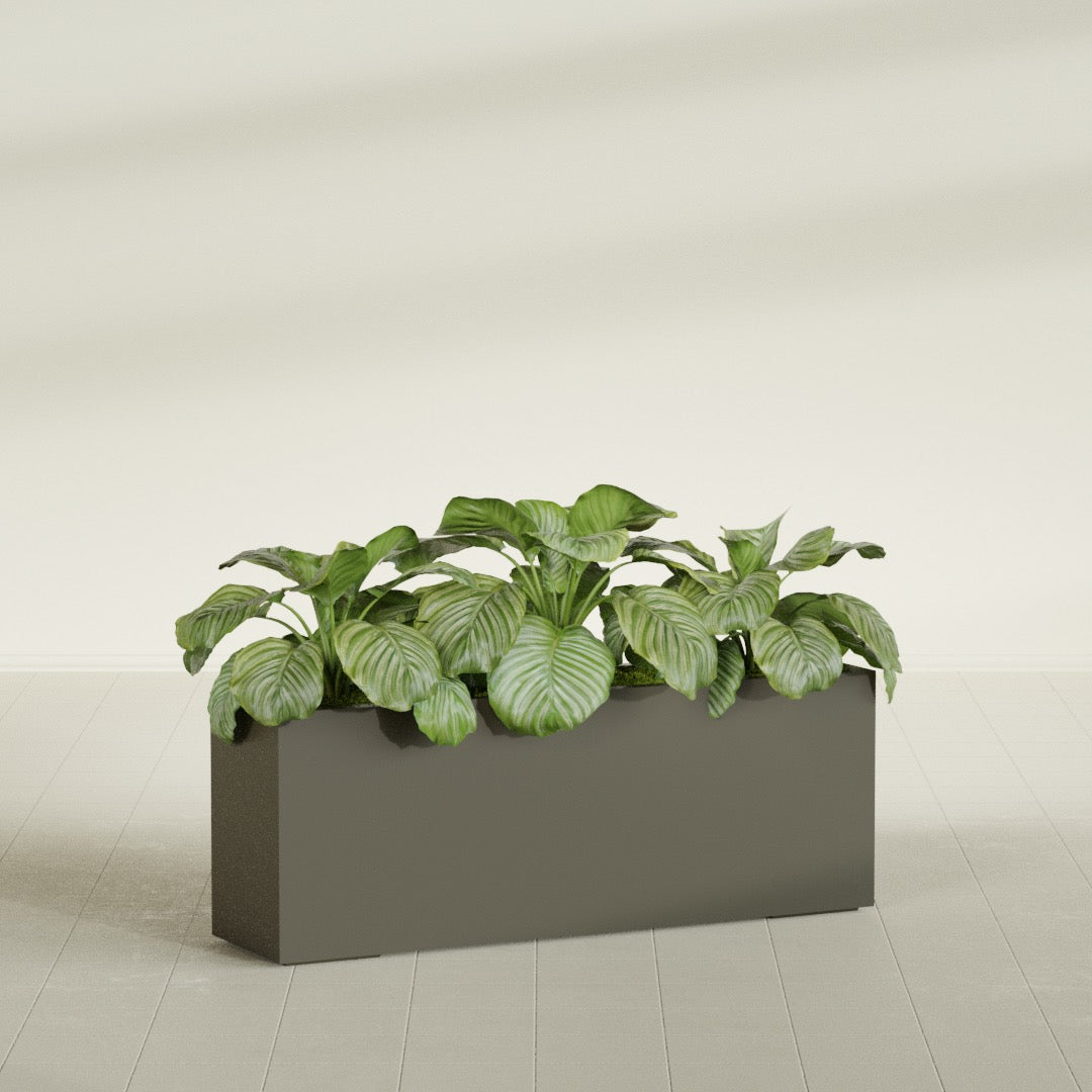 Miami Extra Large Narrow Rectangle Fiberglass Planter - 48 in x 12 in x 18 in - Matte Bronze - Matte Bronze,48 in x 12 in x 18 in