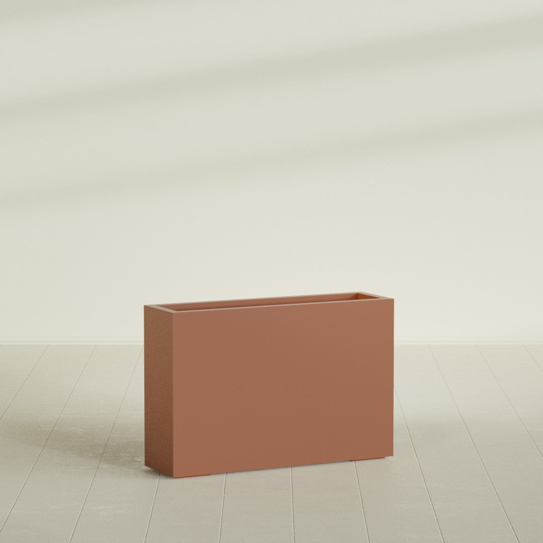 Milano Large Narrow Rectangle Fiberglass Planter - 36 in x 10 in x 24 in - Matte Terracotta - Matte Terracotta,36 in x 10 in x 24 in