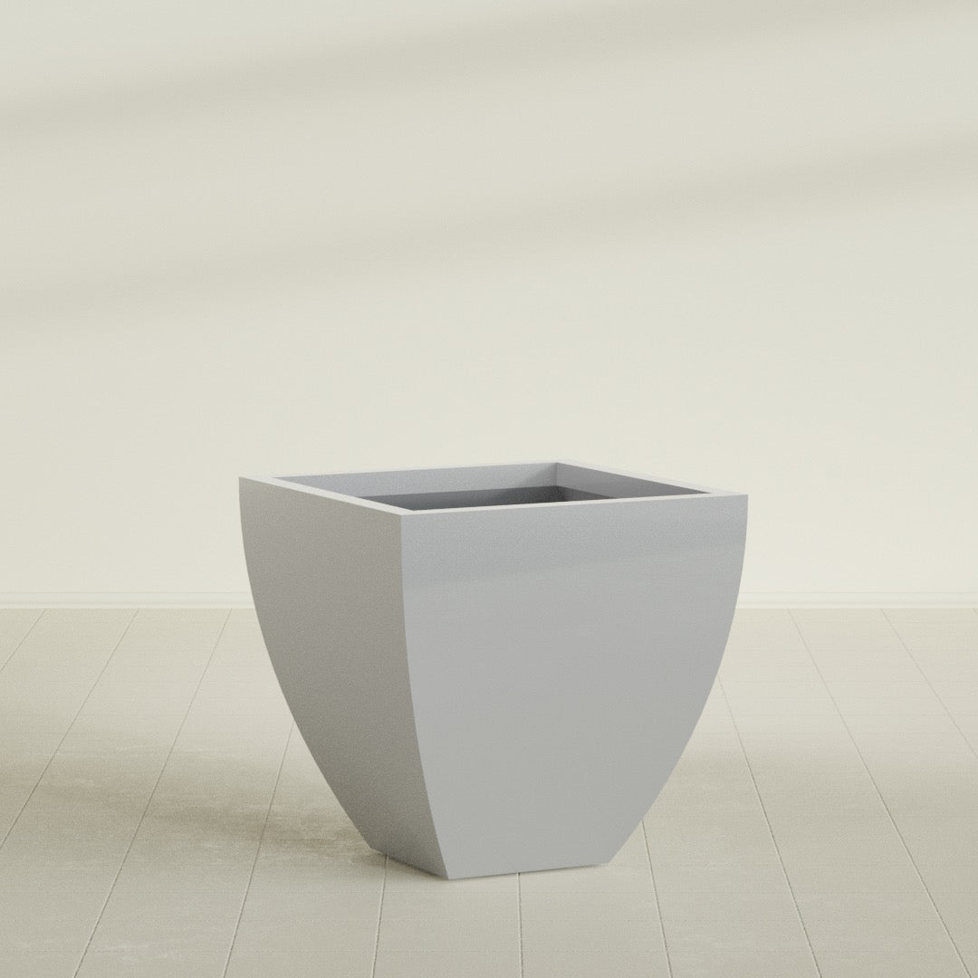 Lima Large Tapered Square Fiberglass Planter - 30 in x 30 in x 30 in - Metallic Silver - Metallic Silver,30 in x 30 in x 30 in