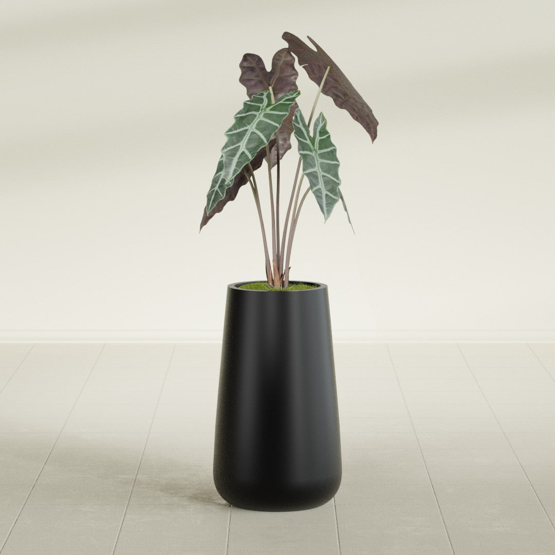 Saigon Large Tapered Round Planter - 14 in x 14 in x 30 in - Matte Black - Matte Black,13.7 in x 13.7 in 30 in