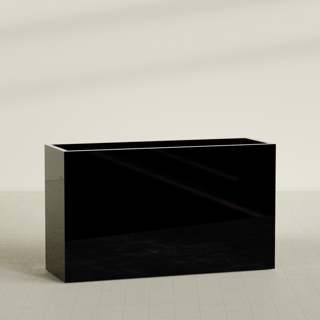 Darwin Extra Large Long Rectangle Fiberglass Planter - 72 in x 24 in x 42 in - Gloss Black - Gloss Black,72 in x 24 in x 42 in