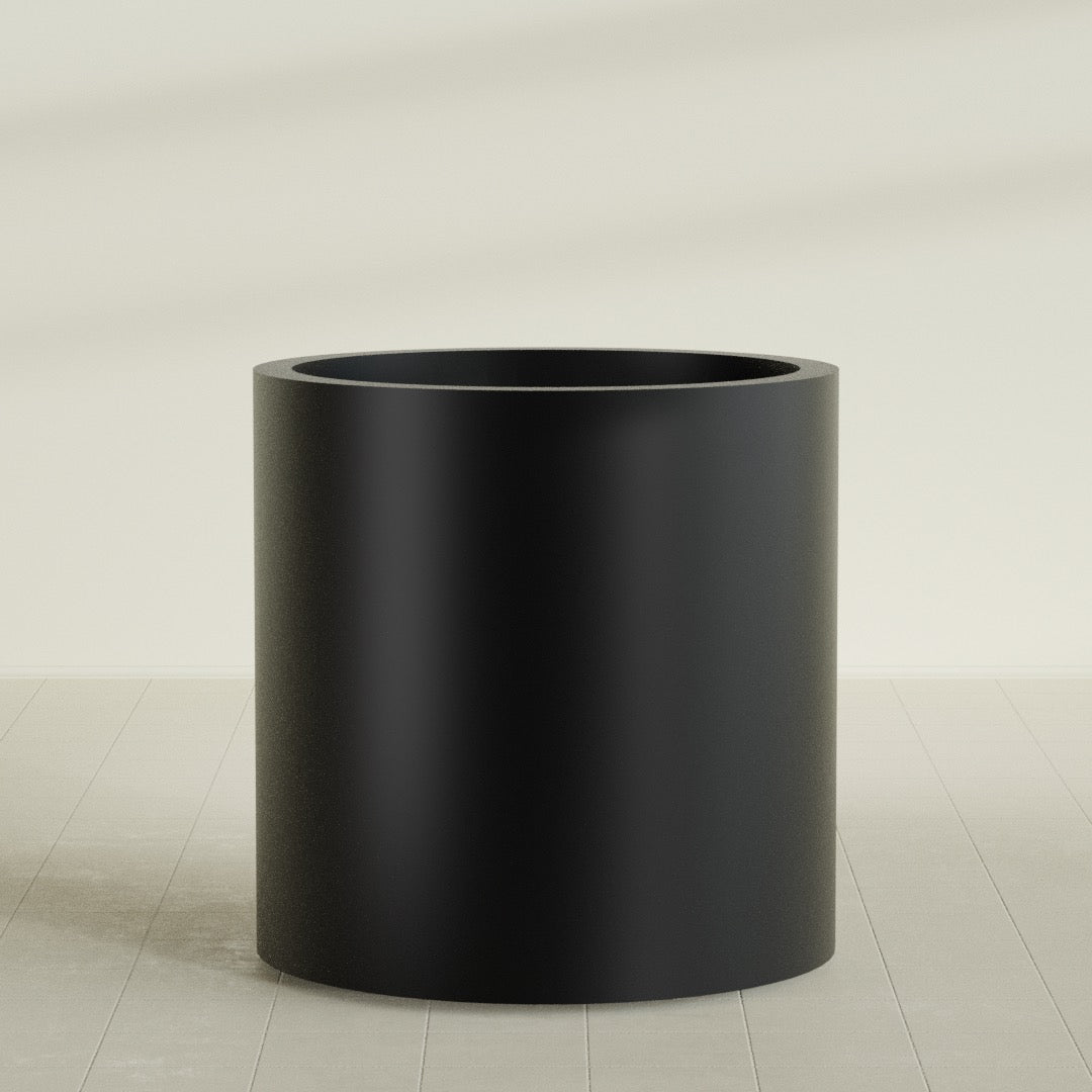 Rio Grande Large Round Fiberglass Planter - 30 in x 30 in x 32 in - Matte Black - Matte Black,30 in x 30 in x 32 in