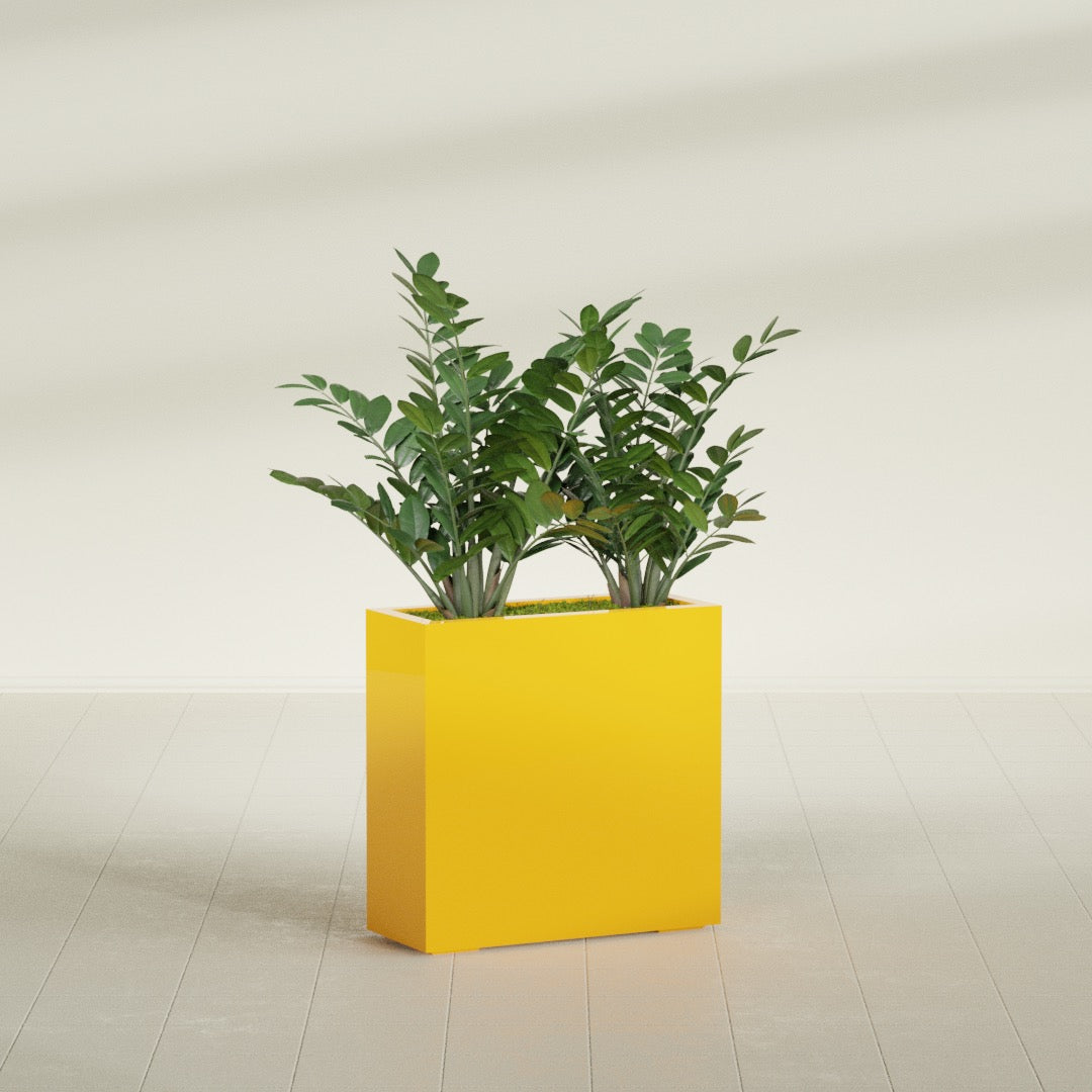 Milano Medium Narrow Rectangle Fiberglass Planter - 24 in x 10 in x 24 in - Gloss Saffron - Gloss Saffron,24 in x 10 in x 24 in