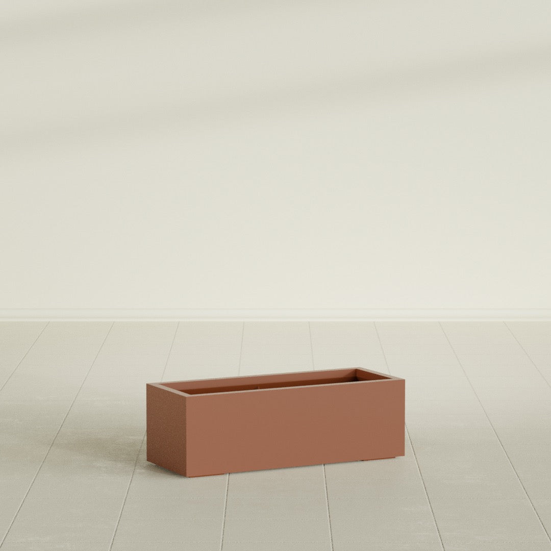Cuba Large Long Rectangle Fiberglass Planter - 36 in x 14 in x 12 in - Matte Terracotta - Matte Terracotta,36 in x 14 in x 12 in