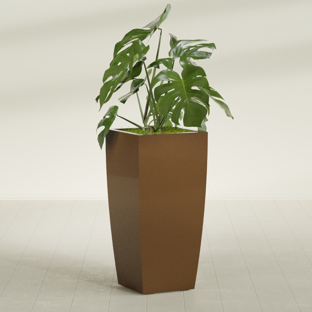 Toulan Large Tall Tapered Square Fiberglass Planter - 20 in x 20 in x 42 in - Metallic Bronze - Metallic Bronze,20 in x 20 in x 42 in