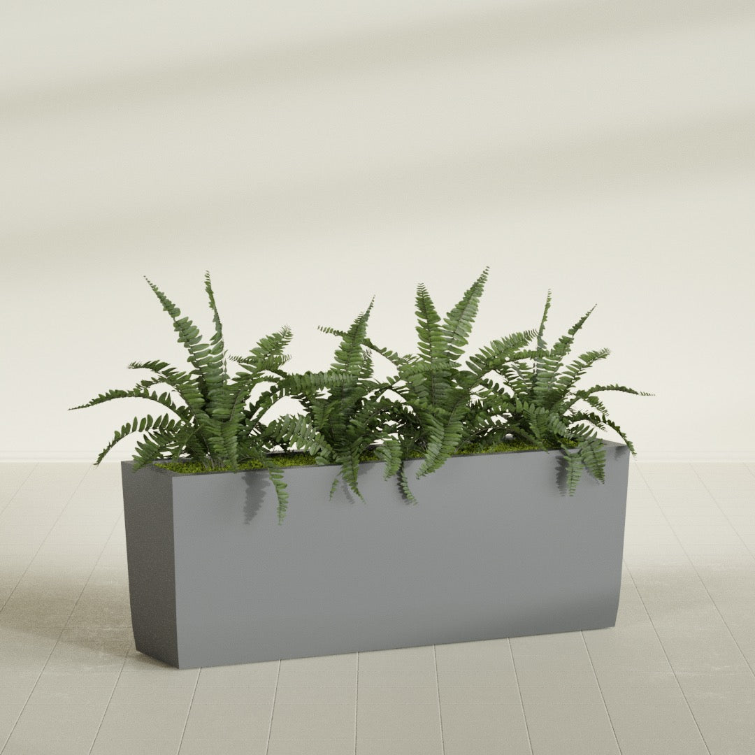 Panama Extra Large Long Rectangle Fiberglass Planter - 48 in x 12 in x 18 in - Metallic Gunmetal - Metallic Gunmetal,48 in x 12 in x 18 in