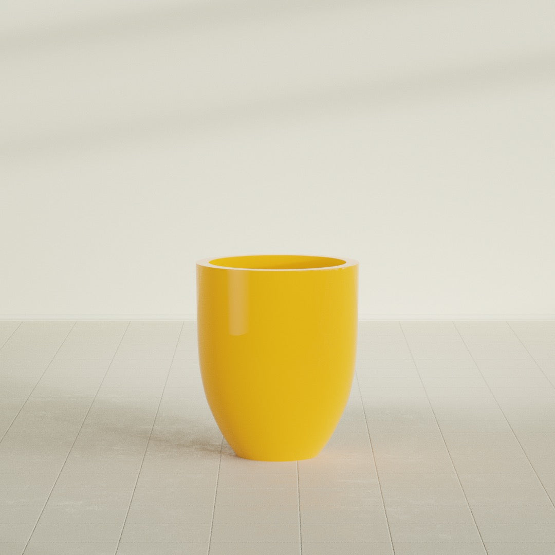 Valencia Medium Round Fiberglass Planter - 20 in x 20 in x 23 in - Gloss Saffron - Gloss Saffron,20 in x 20 in x 23 in