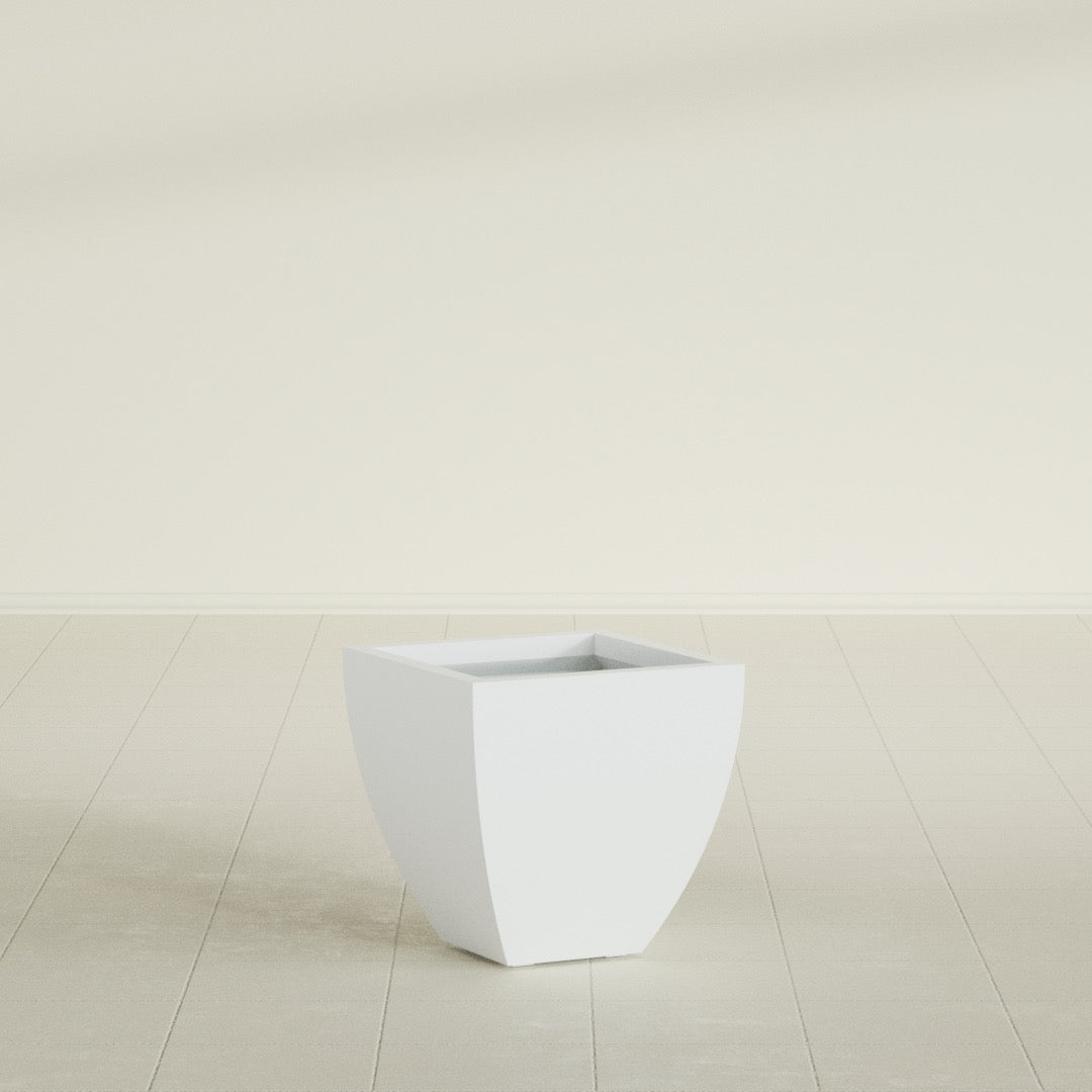 Lima Small Tapered Square Fiberglass Planter - 16 in x 16 in x 16 in - Matte White - Matte White,16 in x 16 in x 16 in