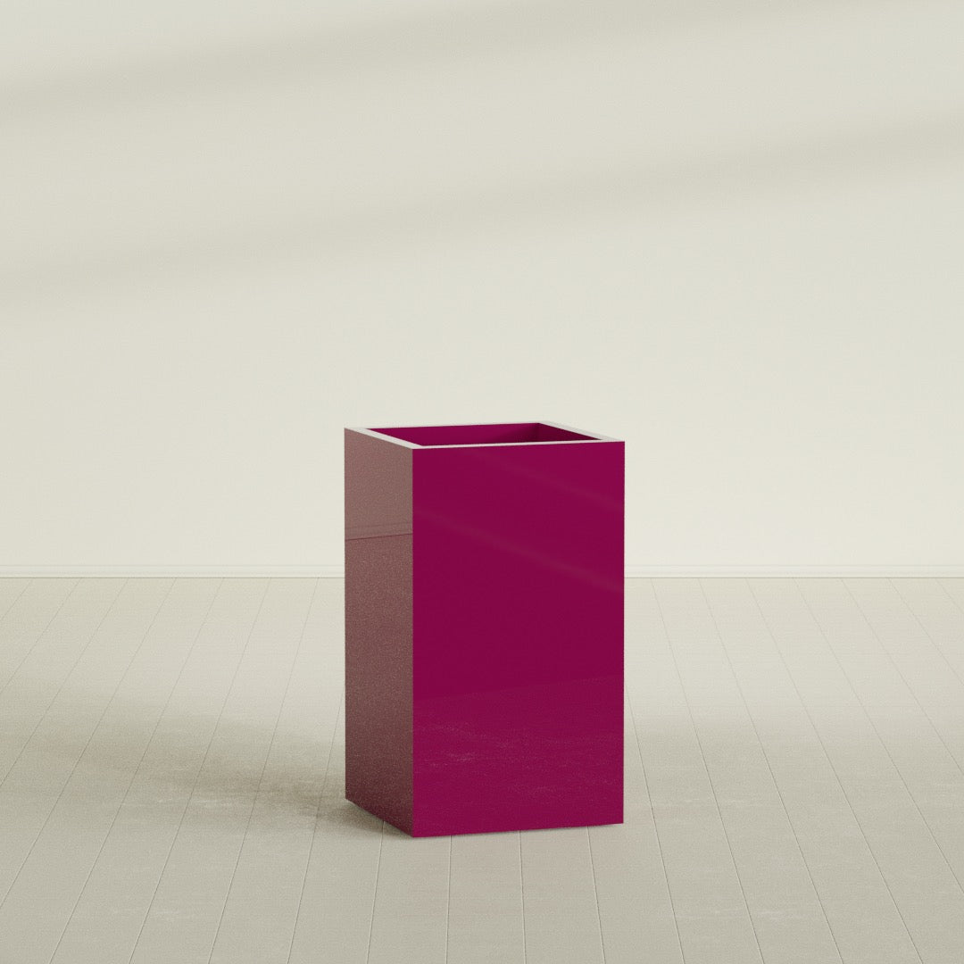 Darwin Large Tall Rectangle Fiberglass Planter - 24 in x 24 in x 42 in - Gloss Eggplant - Gloss Eggplant,24 in x 24 in x 42 in