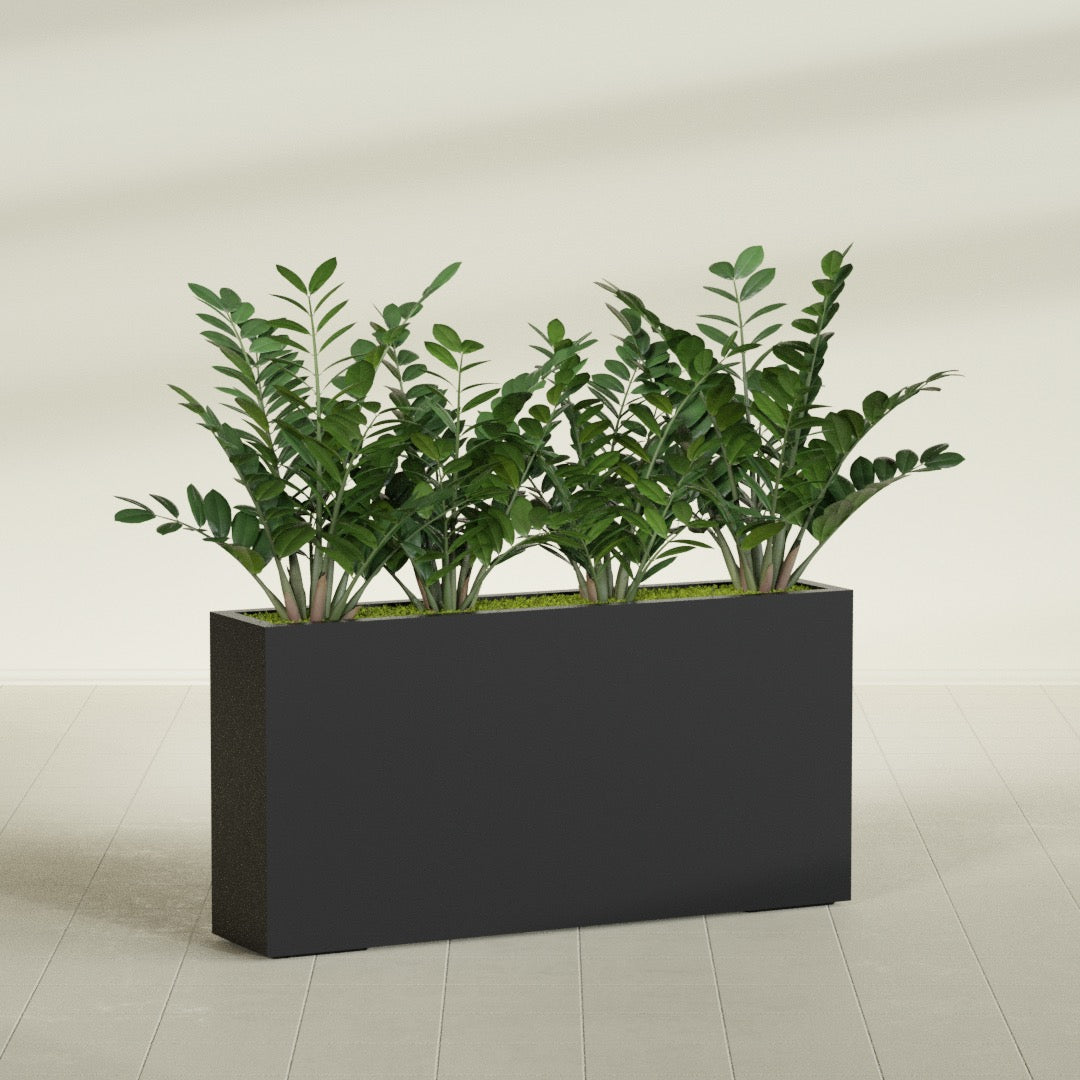 Milano Extra Large Narrow Rectangle Fiberglass Planter - 48 in x 10 in x 24 in - Matte Black - Matte Black,48 in x 10 in x 24 in