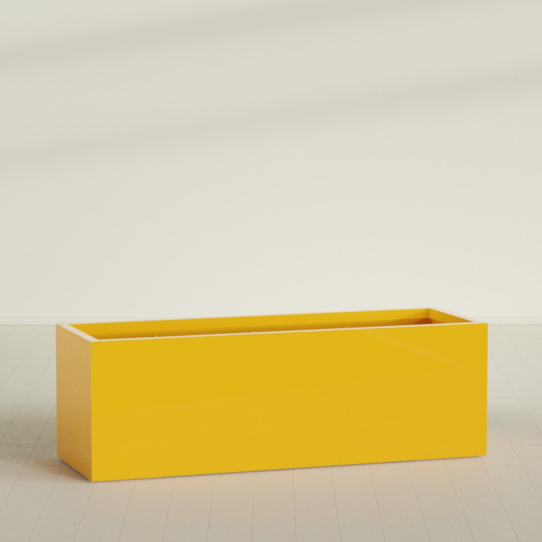 Granada Extra Large Long Rectangle Fiberglass Planter - 72 in x 24 in x 24 in - Gloss Saffron - Gloss Saffron,72 in x 24 in x 24 in