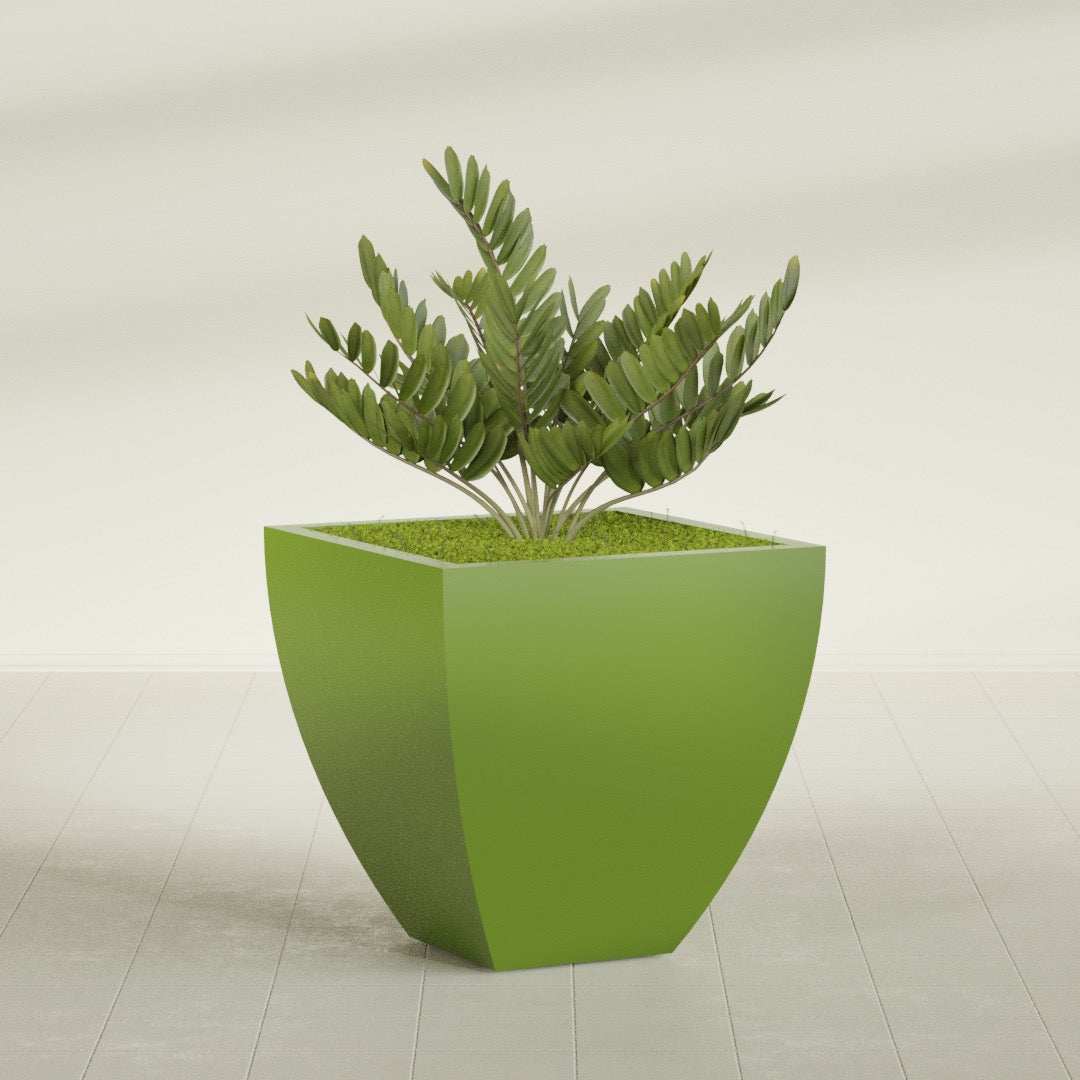 Lima Large Tapered Square Fiberglass Planter - 30 in x 30 in x 30 in - Satin Green - Satin Green,30 in x 30 in x 30 in