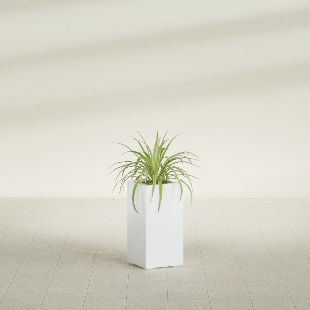 Hollywood Medium Rectangle Fiberglass Planter - 12 in x 12 in x 24 in - Matte White - Matte White,12 in x 12 in x 24 in