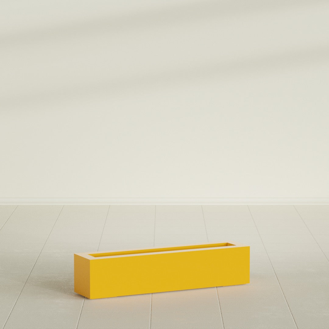 Salon Large Tall Rectangle Fiberglass Planter - 36 in x 8 in x 8 in - Gloss Saffron - Gloss Saffron,36 in x 8 in x 8 in