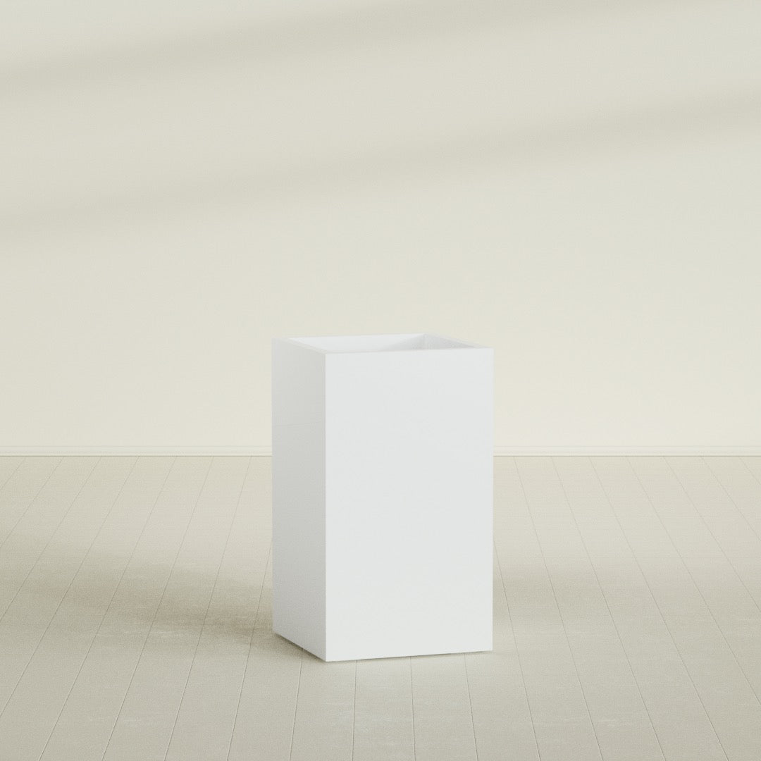 Darwin Large Tall Rectangle Fiberglass Planter - 24 in x 24 in x 42 in - Matte White - Matte White,24 in x 24 in x 42 in
