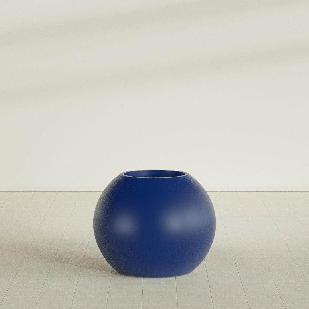 Globe Large Sphere Fiberglass Planter - 30 in x 30 in x 24 in - Matte Cobalt Blue - Matte Cobalt Blue,30 in x 30 in x 24 in