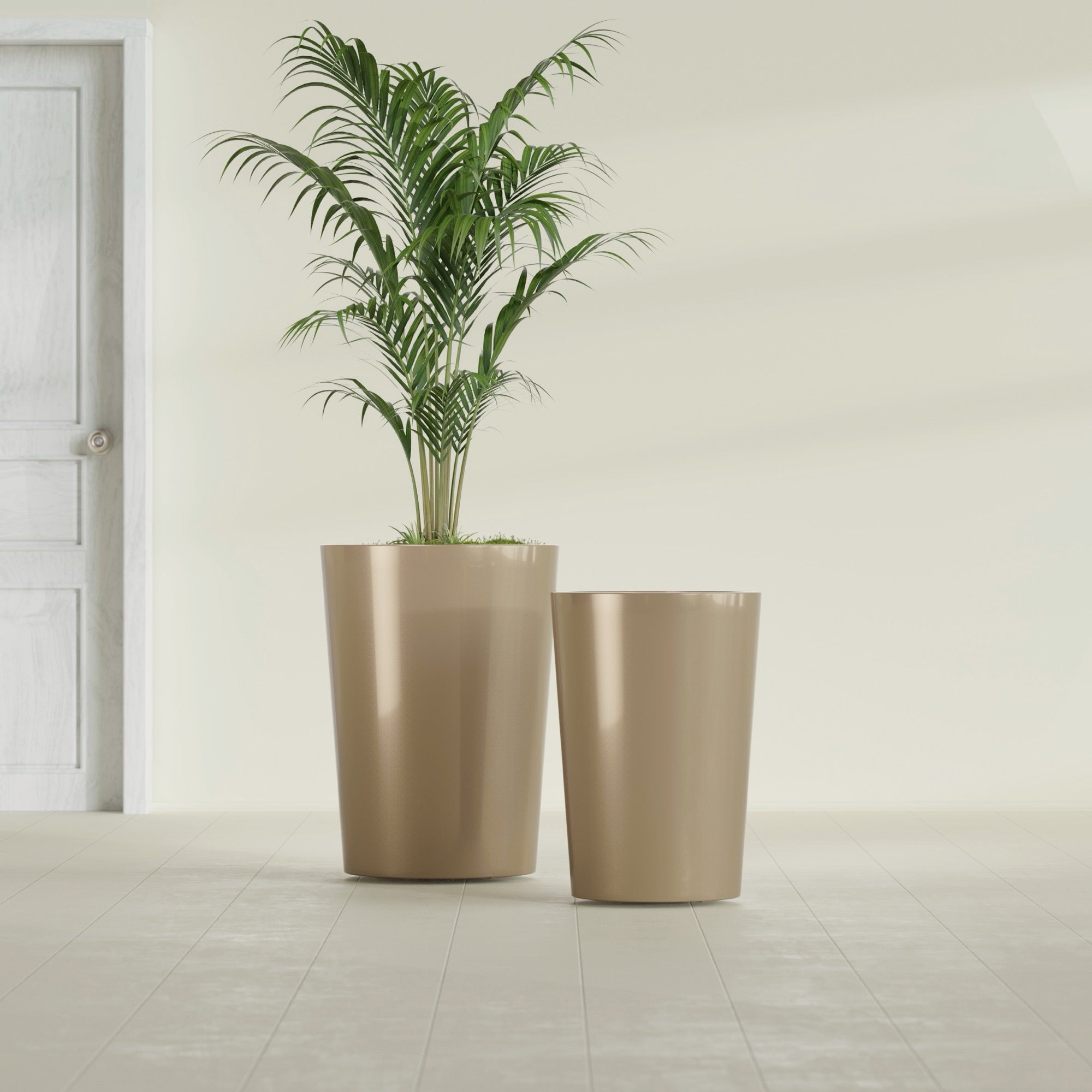 Tegel Medium Round Fiberglass Planter - 18 in x 18 in x 26 in - Metallic Gold - Metallic Gold,18 in x 18 in x 26 in