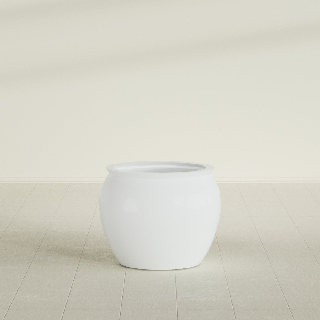 Fishbowl Medium Round Fiberglass Planter - 21.5 in x 21.5 in x 19 in - Matte White - Matte White,21.5 in x 21.5 in x 19 in
