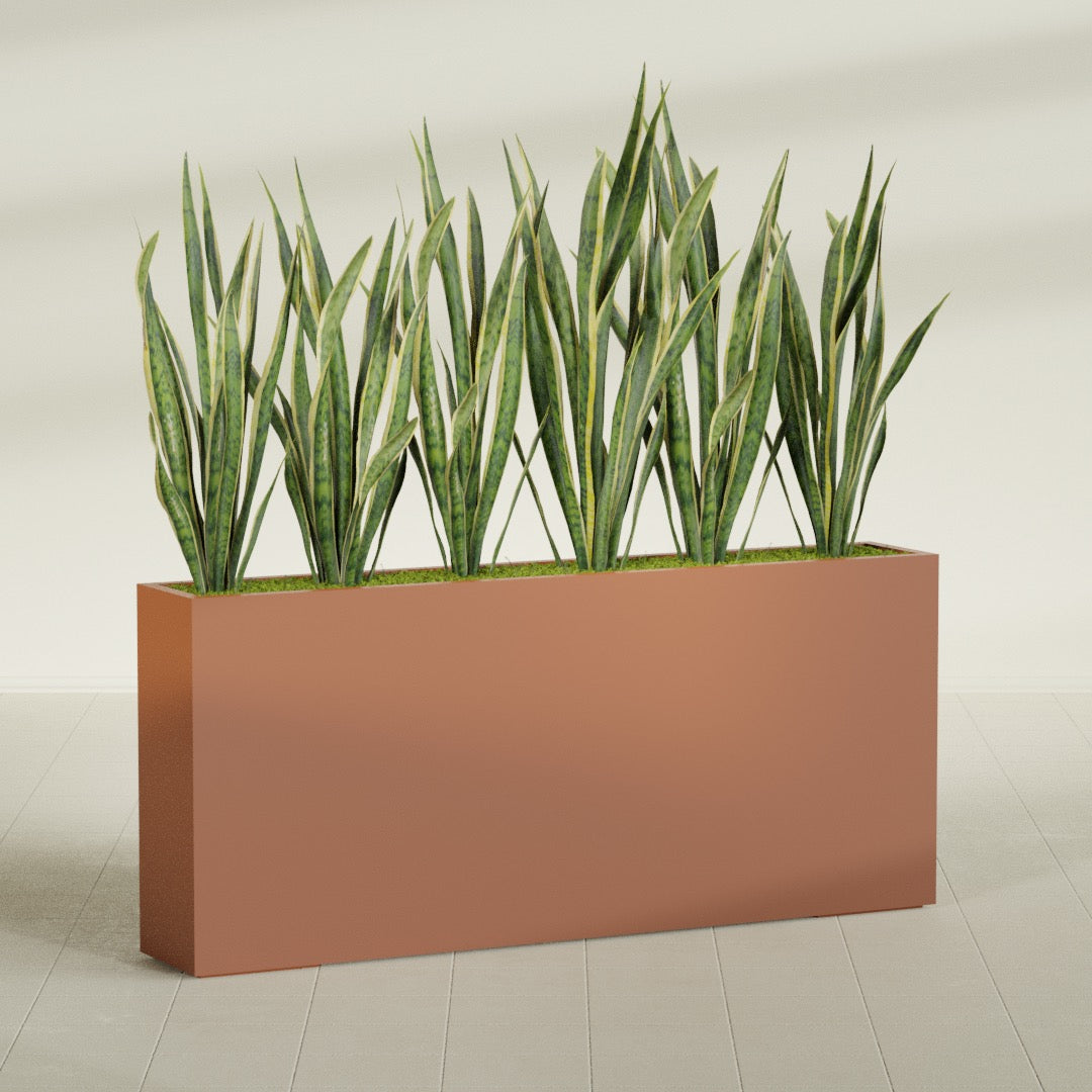 Delray Extra Large Long Rectangle Fiberglass Planter - 72 in x 12 in x 32 in - Matte Terracotta - Matte Terracotta,72 in x 12 in x 32 in